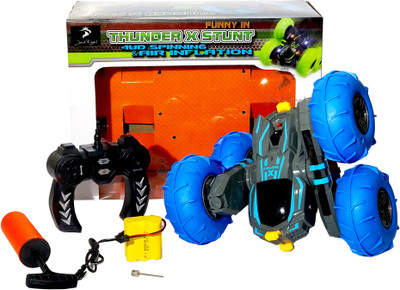 

Jack Royal Thunder X Stunt 4WD Spinning & Air Inflation Wheels off road Stunt Car(Grey and Blue)