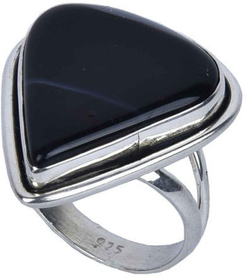 

livestock Jewelry R-5044 Sterling Silver Agate Silver Plated Ring, Black