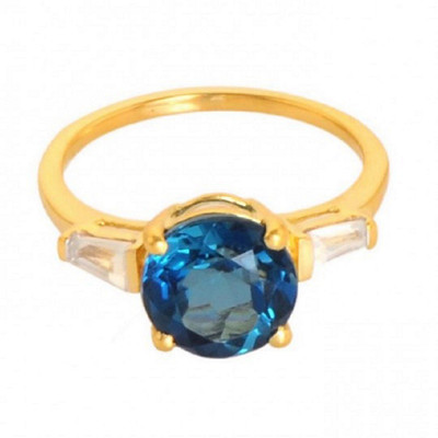 

Jaipur Gemstone Natural Topaz Zircon Ring Stone Zircon Silver Plated Ring, Blue