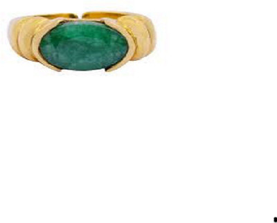 

Jaipur Gemstone Emerald / Panna with Natural Panna stone Stone Emerald Gold-plated Plated Ring, Green