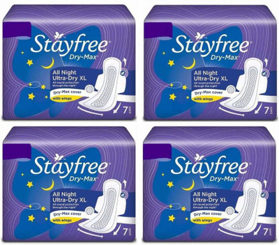 

Stayfree Dry-max ultra nights 7+7+7+7 pads Sanitary Pad(Pack of 4)