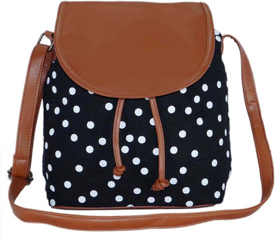 

Suprino Women Casual Black, Tan Canvas Sling Bag