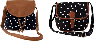 

Lychee Bags Women Casual Black, Brown Canvas Sling Bag