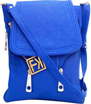 

Fashion Knockout Women Casual Blue Leatherette Sling Bag