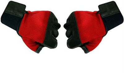 Zahuu Pro Grip Leather Fitness Gloves, Free Size (Red/Black) Gym & Fitness Gloves(Red and Black)