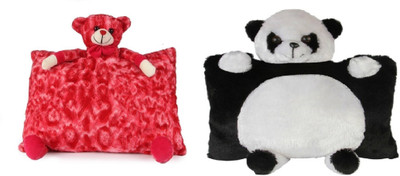 

Tajpur Traders Red Teddy and Panda Pillow set of 2 - 40 cm(Multicolor)