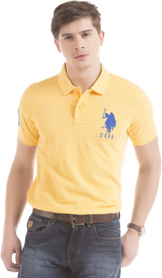 

U.. Polo Assn Solid Men' Polo Neck Yellow T-Shirt