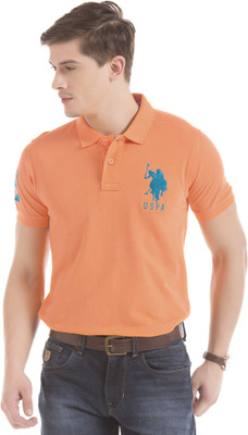 

U.S. Polo Assn. Solid Men's Polo Neck Orange T-Shirt, Nectarine