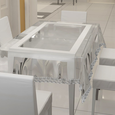 

E-Retailer Self Design 6 Seater Table Cover(White, PVC)
