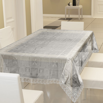 E-Retailer Printed 6 Seater Table Cover(Transparent, PVC)