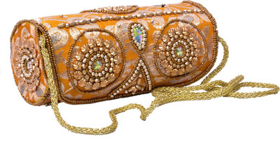 

Craft Trade Handmade Kundan Embroidery Bangle Box Makeup Vanity Box(Orange)