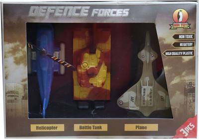

Shinsei Defence 3 Pc Set Combo pull Back Plane Battle Tank Helicopter(Multicolor)