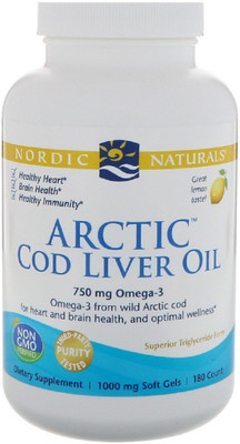 

Nordic Naturals Nordic Naturals, Arctic Cod Liver Oil, Lemon, 1000 mg, 180 Soft Gels(180 No)
