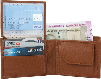Jvoutfits Men Tan Artificial Leather Wallet(5 Card Slots)