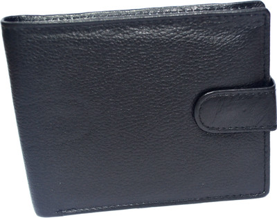 

Pin to Pen Men Casual Black Genuine Leather Wallet(5 Card Slots), Black clip