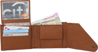 

Jvoutfits Men Tan Artificial Leather Wallet(5 Card Slots)