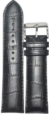 

Kolet Croco Padded YC24B 24 mm Leather Watch Strap(Black)