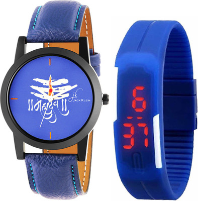 

Jack Klein Trendy Blue Dial Strap Analog Watch And Blue Digital Led Watch Watch - For Men