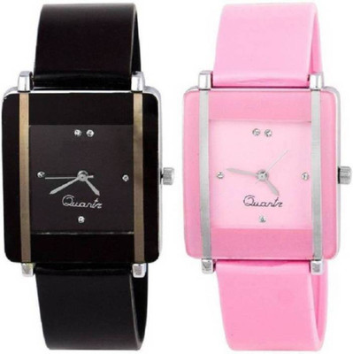 

FabSale Best New Designer MultiColor PU Strap Stylish Attractive Square MultiColor Dial (Pack Of 2) Latest Analog Wrist Watch - For Women