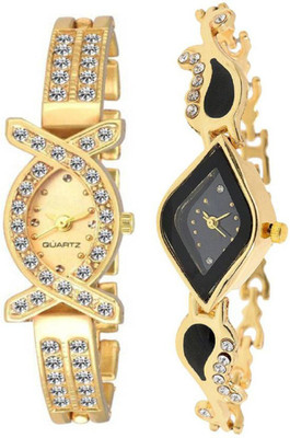 

HKG Designer Gold Two Tone Bangle Types Oval Dial Girls Watch Watch - For Women