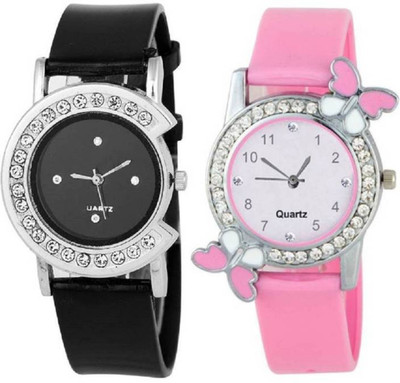 

FabSale Best New Designer MultiColor PU Strap Stylish Attractive Round MultiColor Dial (Pack Of 2) Latest Analog Wrist Watch - For Women
