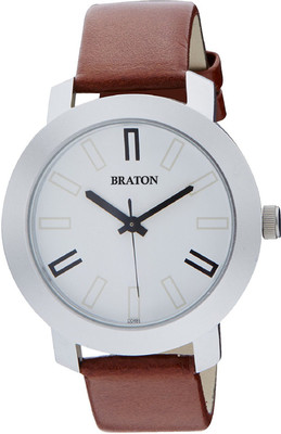 BRATON BT1181SL02 New Generation White Dial Brown Genuine Leather Strap Analog Wrist Analog Watch  - For Men