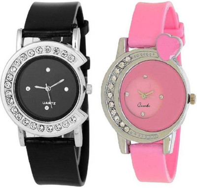 

FabSale Best New Designer MultiColor PU Strap Stylish Attractive Round MultiColor Dial (Pack Of 2) Latest Analog Wrist Watch - For Girls