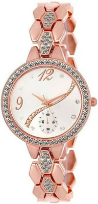 

FabSale Best New Designer Rose Gold Metal Strap Stylish Attractive Round White Dial Latest Analog Wrist Watch - For Women