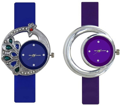 

FabSale Best New Designer MultiColor PU Strap Stylish Attractive Round MultiColor Dial Peacock Case(Pack Of 2) Latest Analog Wrist Watch - For Women