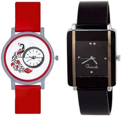 

FabSale Best New Designer MultiColor PU Strap Stylish Attractive Round::Square MultiColor Dial (Pack Of 2) Latest Analog Wrist Watch - For Girls