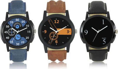 

FabSale Best New Designer MultiColor Synthetic Leather Strap Stylish Attractive Round MultiColor Dial (Pack Of 3) Latest Analog Wrist Watch - For Boys