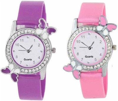 

Glamexy new Latest Pink & Purple Cmobo Watch For Girls Watch - For Women