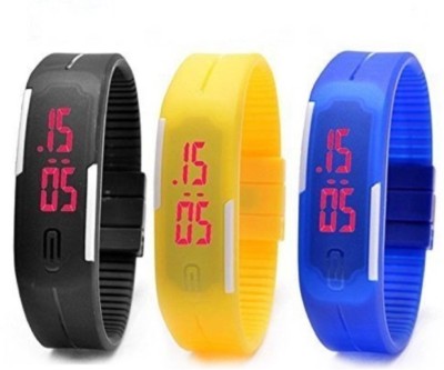 

Crazy Look Beautiful Kids Digital Watch Gift Watch SD 00-3 Kids Watch Black-1,Blue-1.Yellow-1 (Pack Of 3) Watch - For Men