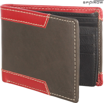

Spairow Men Grey Genuine Leather Wallet(6 Card Slots), Grey-red