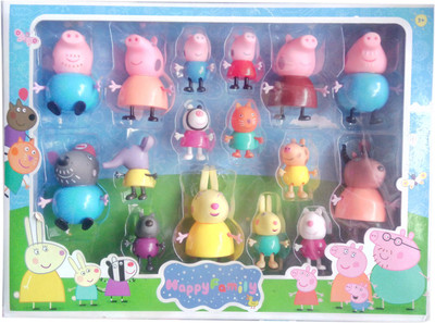 

IndusBay 16 Pcs Happy Pig Family and Friends Figure Peppa's Toy Figures for Kids - Gift(Multicolor)