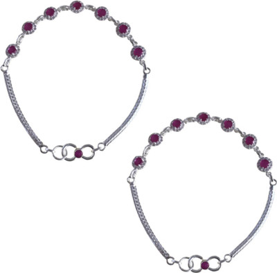 

WhiteGems Sterling Silver Anklet(Pack of 2)