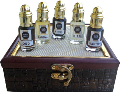 

Cool ASHTAAROMAS Combo of Khus, Mitti, Kasturi, Sandal & Oud Attar ( 8 ML EACH) Herbal Attar (Oud (agarwood)) Herbal Attar(Oud (agarwood))