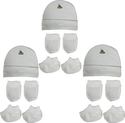 

Kidbee Baby Soft Booties Mittens Cap Combo Set(White)