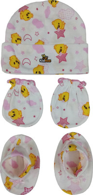 

Kidbee Baby Booties Mittens Cap Combo Set(Pink)