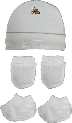 

Kidbee Baby Soft Booties Mittens Cap Combo Set(White)