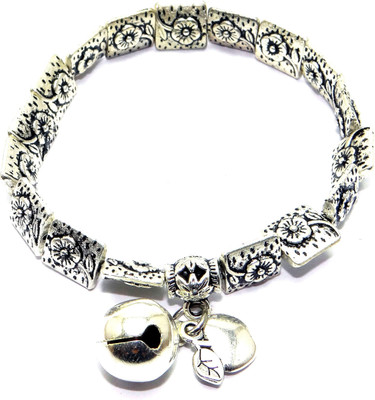 

Sansar India Metal Silver Charm Bracelet