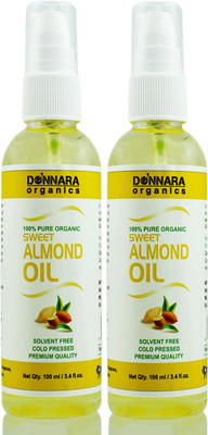 

Donnara Organics 100% Pure Sweet Almond oil Combo pack of 2 bottles of 100 ml(200 ml)(200 ml)