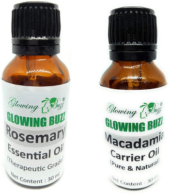 Glowing Buzz Combo of rosemary essential oil and macademia essential oil 30ml each(60 ml)