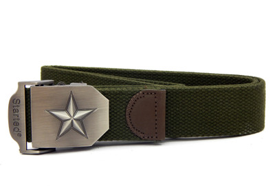 

WOODS Men Casual Green Canvas, Fabric Belt