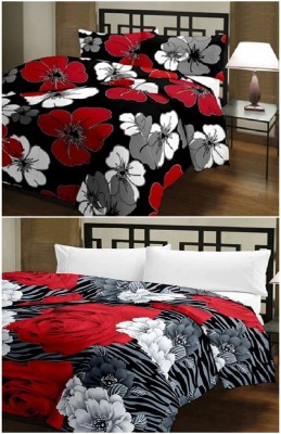 HND Floral Single Dohar for  Mild Winter(Poly Cotton, Black)