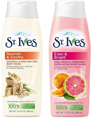 

St. Ives Pink Lemon & Mandarin Orange + Oatmeal & Shea Butter Body Wash - 400ml each(400 ml, Pack of 2)