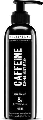 THE REAL MAN Refreshing & Detoxifying Caffeine Coffee Body Wash 200ml. With Extract of Aloe Vera & Natural Brown Coffee.(200 ml)