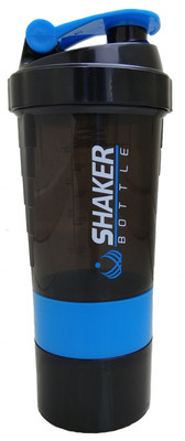 

GSK Protein Shaker Bottle for gym with 2 Storage Extra Compartment 500 ml Shaker(Pack of 1, Blue)