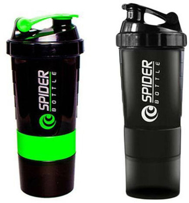 

Spider Combo of Protien Shaker 500 ML 500 Shaker(Pack of 2, Green, Black), Green and black