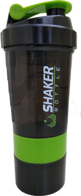 

GSK Protein Shaker Bottle for gym with 2 Storage Extra Compartment 500 ml Shaker(Pack of 1, Green)